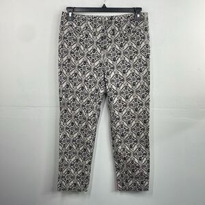 Loft Julie The Riviera Pant Navy & Off white Paisley cropped pants size 6
